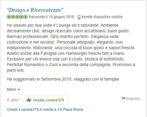 5.Recensione J.K. Place Roma