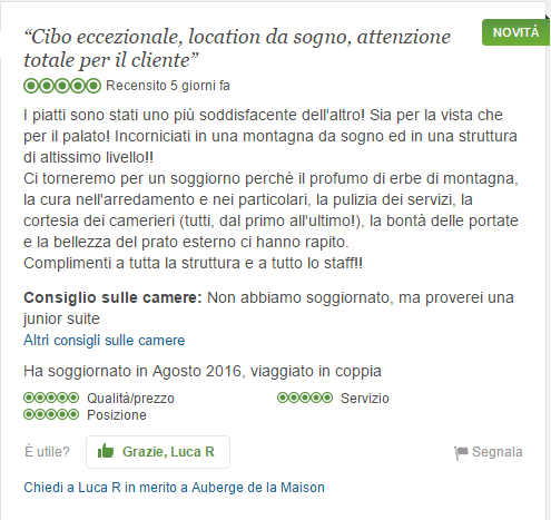 6.Recensione Auberge de la Maison Courmayeur