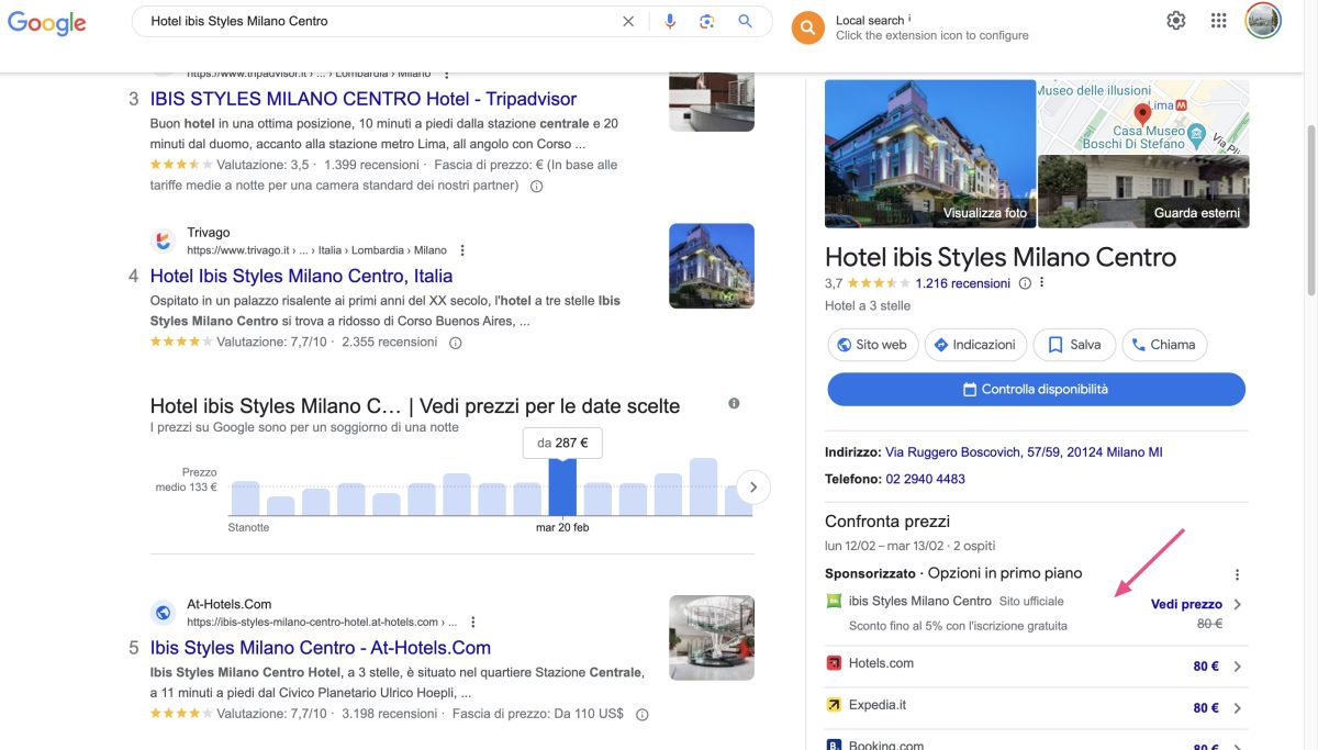 knowledge panel google hotel ads